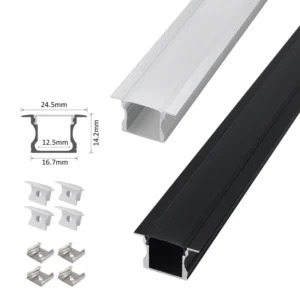 002A U Shape Led Aluminum Profile 17*14mm Bookcase Embedded 1 2 3M Alu Profil