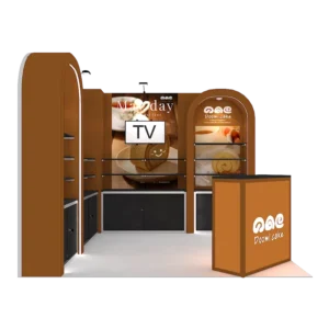 10×10 Backlit LED Tension Fabric Trade Show Shelf Display Storage Table Exhibitions Stands