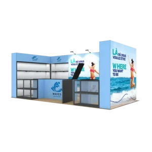 10×20 Modular Shelf Exhibition Stand Aluminum Alloy SEG Acrylic Showcase Trade Show Display Booth
