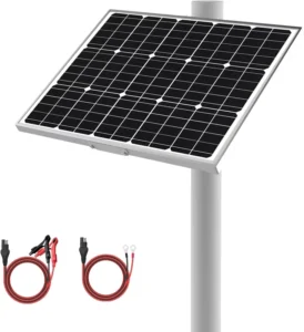 12V 30W Solar Battery Trickle Charger Maintainer Waterproof 30 Watt Solar Panel with Adjustable Pole Mount Brackets for Pole