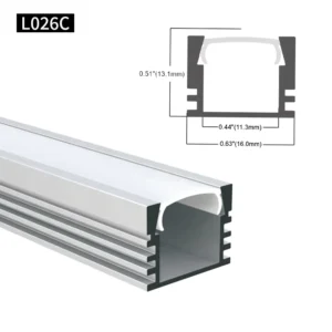 16*13.1Mm Surface Mounted Linear Lamp Alu Channel Extrusion With PMMA PC Diffuser End Cups for Strip Light LED Aluminum Profil