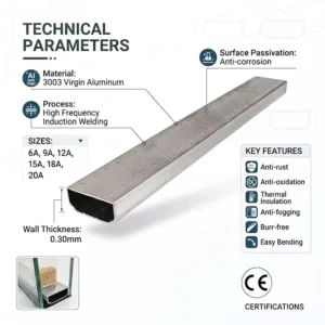 20A Aluminum Spacer Bar 20mm Frequency Induction Welding IGU Double Glazing Spacer For Insulated Glass Windows Doors