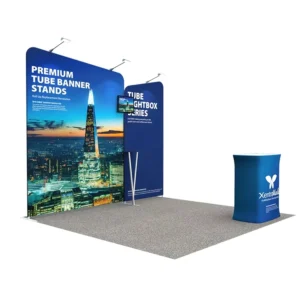 20ft Portable Custom Trade Show Displays Exhibition Pop up Stand Booth with Spotlights Counter Roll up Banner