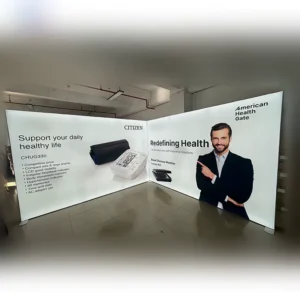 3M*3M Ultra Slim Plastic Profile Backlit LED Magnetic Frame Trade Show Light Box Eco-Friendly Low Power Quick Swap Fabric