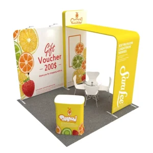 3×3 Aluminum Portable Modular Shell Scheme Trade Show Booth with Tension Fabric Graphic Material