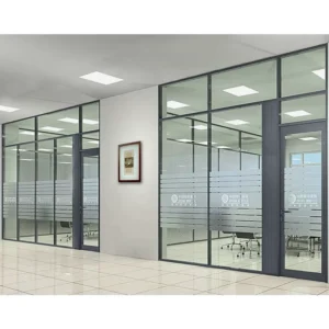 40mm Full Height Aluminum Frame Acoustic Tempered Glass Removable Office Partition Wall