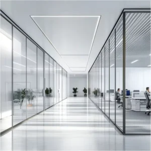 45mm Minimalist Single Glazed Aluminum Glass Partition Wall System Office Soundproof Divider for Corporate Meeting Rooms