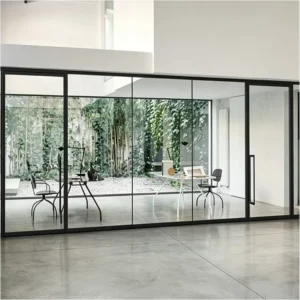 45mm Single Glazed Aluminum Frame Glass Partition Wall Eco Friendly Durable Modern Office Divider Sound School Hospital