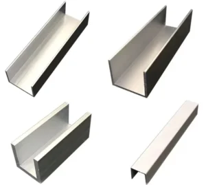 6063 T5 Aluminum Alloy U Shape Channels Custom Aluminum Extrusion U Shape Profile For Glass Fixing Slot Slide Channels Rails