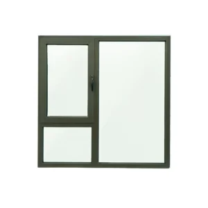 65mm Profile Modern Aluminum Alloy Swing Casement Window Wood Grain Transfer Surface Low E Glass Soundproof High Thermal Cutting