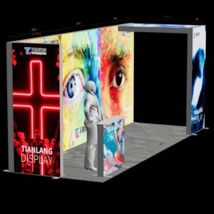 6x3M TL Modular Exhibition Booth Top Header Display With Double Sided Backwall Front Art Graphic Rear Cross Portable Trade Show