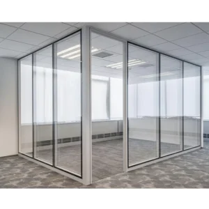 80mm Thickness Aluminum Frame Double Tempered Glass Modular Economic Partition Wall Panels