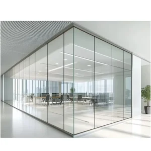 83mm Modern Aluminum Tempered Glass Partition Walls for Office Hospital Warehouse Durable 45dB Soundproofing Commercial