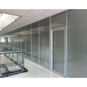 83mm Modern Double Tempered Glasses Removable Partition Wall Within Blind for Office Room