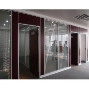 83mm Modern Wooden Board and Glass Surface Decorative Aluminum Fixed Office Partition Wall