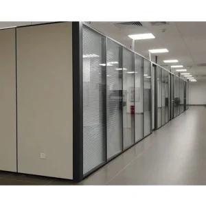 90mm New Tempered Glass Aluminum Frame Profile Fixed Removable Office Partition Wall with Blind