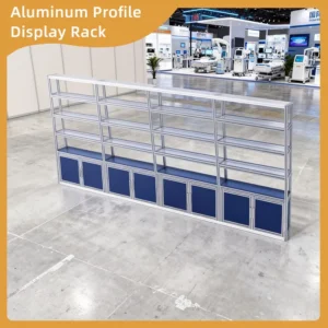 Adjustable Latches Aluminum Profile Exhibition Stand Customizable Multi Tier Display Rack with Flexible Cabinet Doors