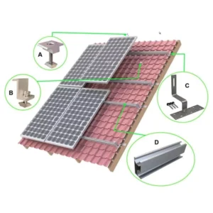Adjustable Type Aluminum Solar Tile Roof Mounting Bracket Commercial Solar Mounting System Solar Panel Frame Support Structure