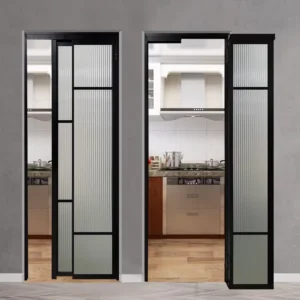 Aluminium Alloy PD Doors Custom Design Glass Style Spacesaving Interior Kitchen Bathroom Swing Sliding Door