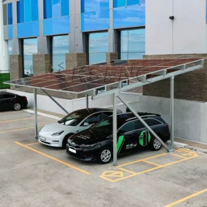 Aluminium Silver Anodized Solar Carport Frame with 25 Year Service Life for Photovoltaic Solar Panels Outdoor Parking Garage