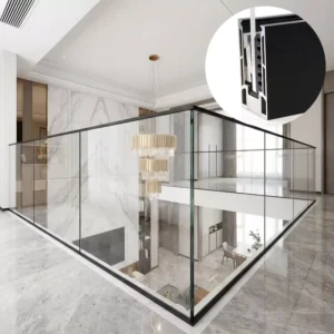 Aluminum Base U shaped groove Frameless Glass Railings Aluminum Profiles Suitable for Stair Platform Handrail Systems