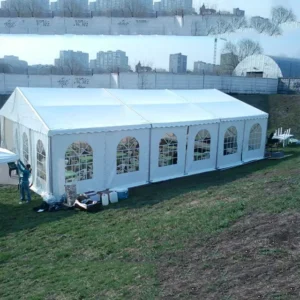 Aluminum Frame Double PVC Coated Waterproof Fireproof Wall 300 Seater Outdoor Wedding Party Funeral Event Marquee Reception Tent