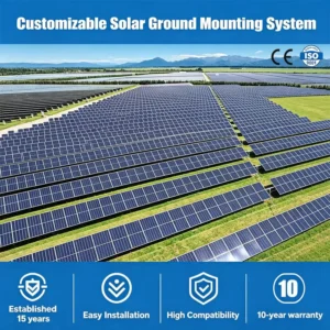 Aluminum Ground Solar Mount Structure Wind Resistant PV Support Frame for Commercial and Utility Solar Projects