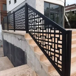 Aluminum Metal Laser Cut Customized Railing Stair Handrail Easy Assembly Balustrade