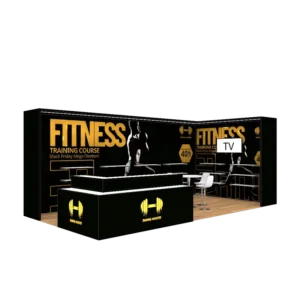 Aluminum Portable Backlit Sign Logo Showcase Shelf Stand Promotion Step Table Trade Show Booth