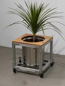 Aluminum Profile Detachable Eco Friendly Coffee Shop Flower Stand Trolley Movable Sliding Shelf Green Plant Storage Rack