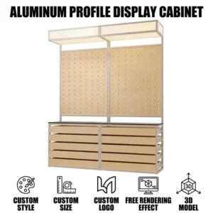 Aluminum Profile Display Cabinet for Business Display Fashion Rack with Integrated Shelf Display Rack for Market Display