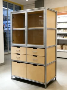 Aluminum Profile Glass Cabinet Drawer Storage Cabinet Display Cabinet Dust proof Storage Multi level Storage Cabinet