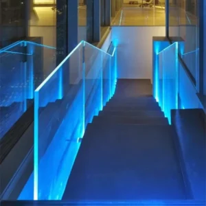 Aluminum Profile U Channel Balustrade Glass Railing with LED Lights