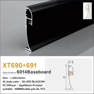 Aluminum Profiles for LED Strips Baseboard Light Mounting Channel Easy Adhesive Backing Profile Aluminum for Cabinet Bottom Edge