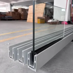 Aluminum U Shaped Channel Profile Factory Price 12-20mm Glass Railing Fence Hotel Villa Bottom Base Shoe Glass Handrail