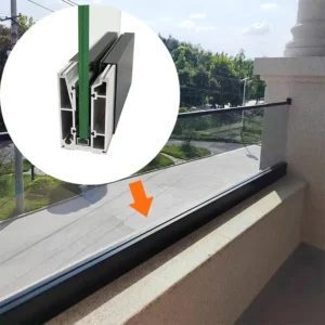 Aluminum U shaped Trough Base Glass Railing Bottom Track Glass Balcony Staircase Outdoor Platform Guardrail System