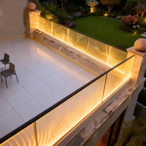 American Commercial Building Glass Railing Balcony Aluminum U Channel Fence Deck Railing
