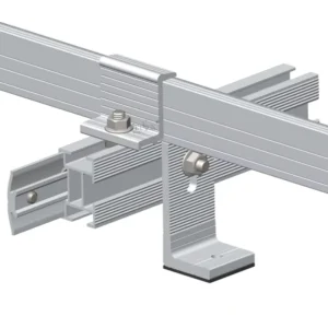 Anodized Aluminum Solar Rooftop Mid Clamp Mounting System Non Penetrating Brackets Wind Load 60m/s Snow Load 1.4kn/m2