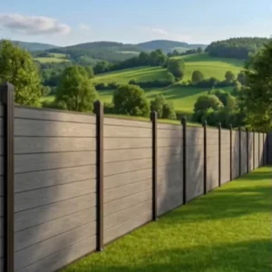 Anti Rot Modern WPC Fence Panels Complete Set with Aluminum Alloy Post Base U Channel Clips Easy to Install for Balcony Villa