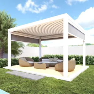Antique Garden PVC Metal Pergola Aluminium Profile Bars Bioclimatica Manual Louvered Design Eco Friendly Custom Print Carport
