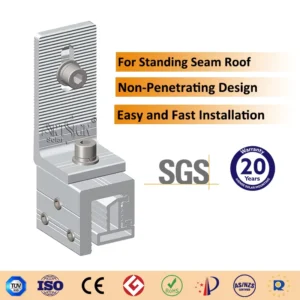 Art Sign Solar Bracket Aluminum Clips Fast Installation Non Penetrating Mounting for Metal Standing Seam Roof