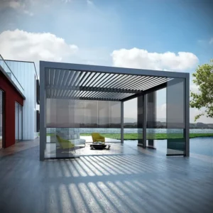 Backyard Aluminum Adjustable Louvered Pergola Waterproof Windproof Customizable Size Powder Coated Outdoor Garden Pavilion