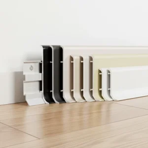 Baseboard Modern Water Resistant Aluminum Alloy Wood Grain Skirting Board Eco Friendly Easy Installation