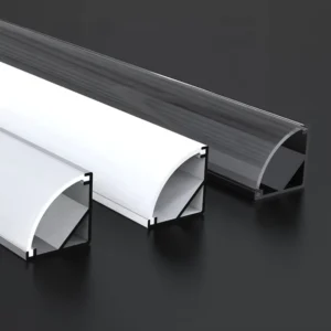 Black 45 Degree Corner Aluminium Extrusion Diffuser LED Strip Light Channel Profile Led