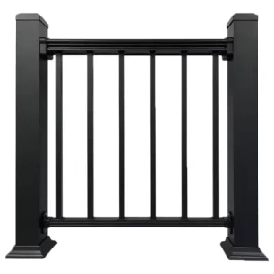 Black Aluminum Deck Railing Kit with Posts and Balusters for Balcony and Outdoor Stairs