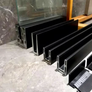 Black Aluminum U Channel Railing Profile Outdoor Tempered Glass Frameless Glass Railing for Balcony Balustrade Deck Handrail