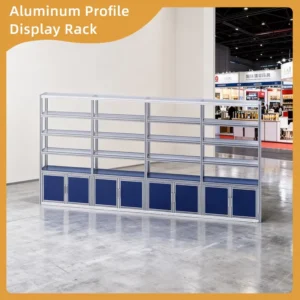 Bolt Free Modular Aluminum Extrusion Trade Show Display Rack Lightweight Multi Layer Shelving