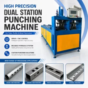 CNC Hydraulic Square Tube Punching Perforating Machine Steel Tube Holes Punching Machine Pipe Punching Machine