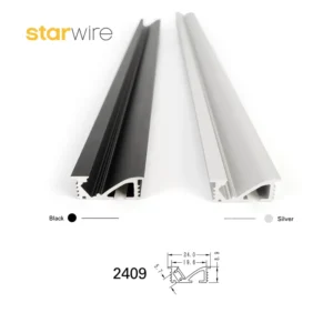 China Factory Price Flat A2409 Oblique Shot Recessed Aluminum Led Profiles Strips Lights for Desk Bookshelf