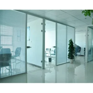 Chinese Aluminum Frame Double Glass Detachable Decorative Fixed Partition Wall Container with Blind